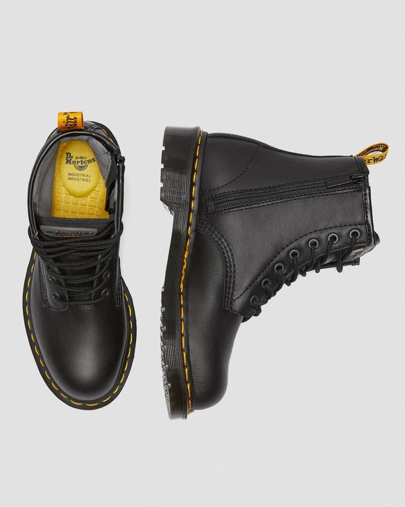 Dr Martens Maple Zip Newark Steel Neus Werklaarzen Dames Zwart | NL 398TCE